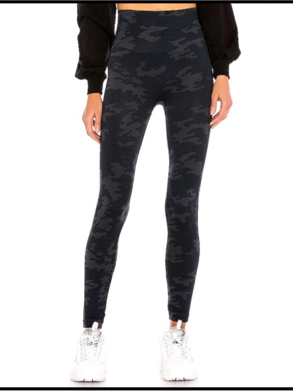 SPANX Look At Me Now seamless  Black Camo High-Waist Leggings ankle length Sz Lg